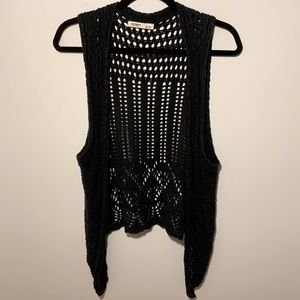 Black crochet vest